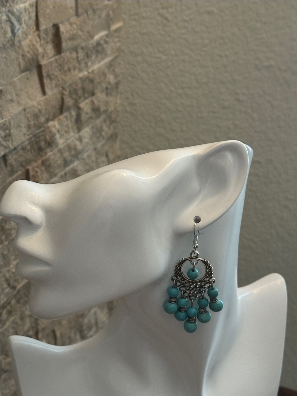 Turquoise Bead Dangle Earrings - Women Jewelry - Picture 2 of 8